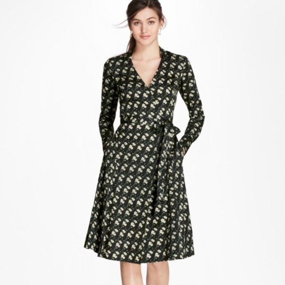 Brooks Brothers Zac Posen Snow Blossom Print Cotton Sateen Wrap Dress 🌼 - Picture 3 of 9